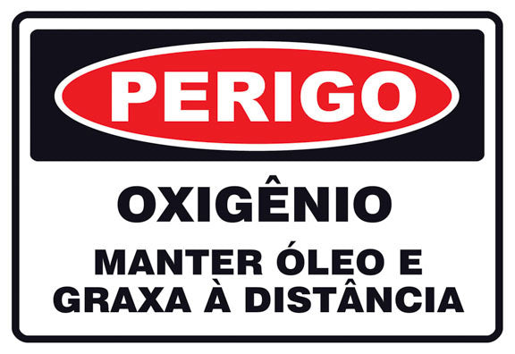 Perigo - Oxigênio Manter Óleo e Graxa à Distância