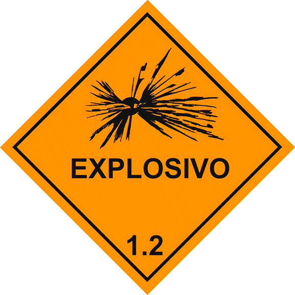 Transporte de Produtos Perigosos - Rótulo de Risco - Explosivo 1.2