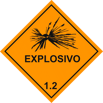 Transporte de Produtos Perigosos - Rótulo de Risco - Explosivo 1.2
