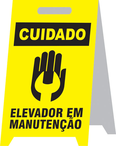 Placa Autoportante - Cuidado - Elevador em Manutenção