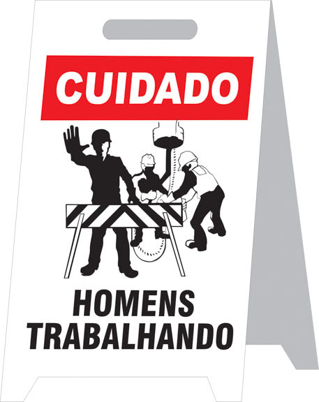 Placa Autoportante - Cuidado - Homens Trabalhando