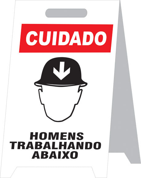 Placa Autoportante - Cuidado - Homens Trabalhando Abaixo