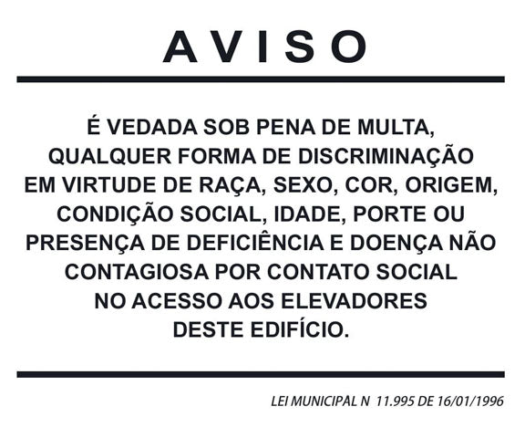 Placa para Elevador - Aviso