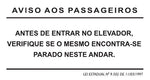 Placa para Elevador - Aviso aos Passageiros