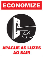 Placas e Etiquetas - Economize - Apague as Luzes ao Sair