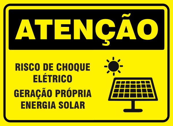 Atenção - Risco de Choque Elétrico Geração Própria Energia Solar