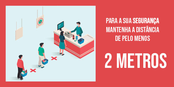 Adesivo para Piso - Mantenha Distância de 2 Metros Vermelho