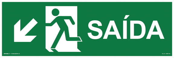 S13 - Saída de Emergência - Seta Abaixo Esquerda - Fotoluminescente