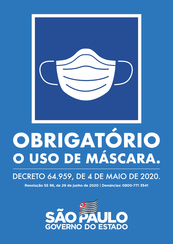 Obrigatório o Uso de Máscara - Decreto 64.959 - São Paulo