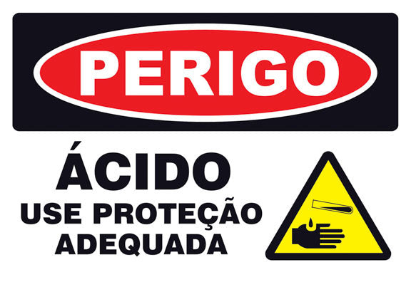 Perigo - Ácido Use Proteção Adequada