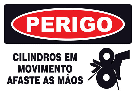 Perigo - Cilindros em Movimento. Afaste as Mãos