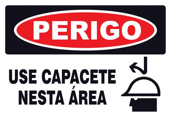 Perigo - Use Capacete Nesta Área