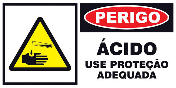 Perigo - Ácido Use Proteção Adequada