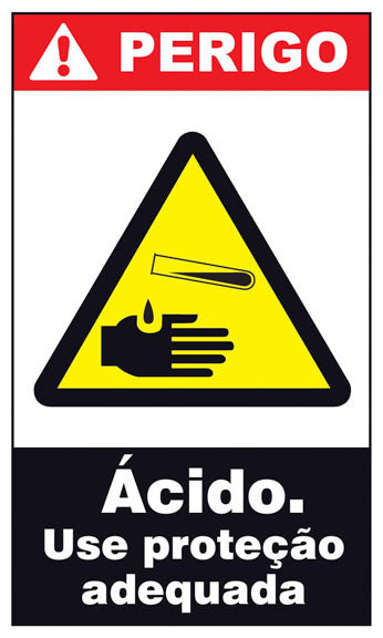 Perigo - Ácido Use Proteção Adequada