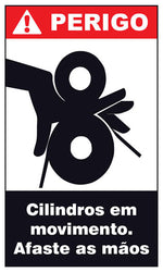 Perigo - Cilindros em Movimento. Afaste as Mãos