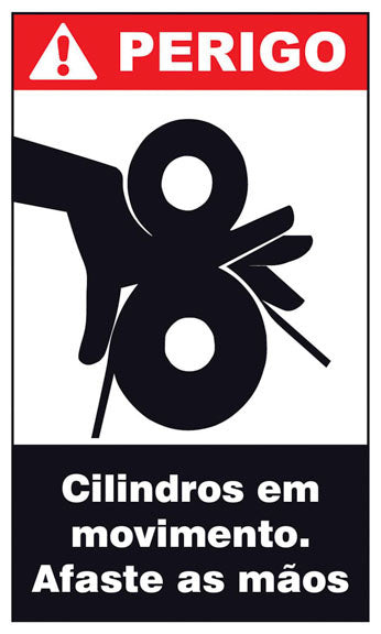 Perigo - Cilindros em Movimento. Afaste as Mãos