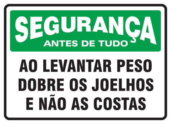 Segurança - Ao Levantar Peso Dobre os Joelhos e Não as Costas