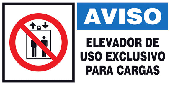 Aviso - Elevador de Uso Exclusivo para Cargas