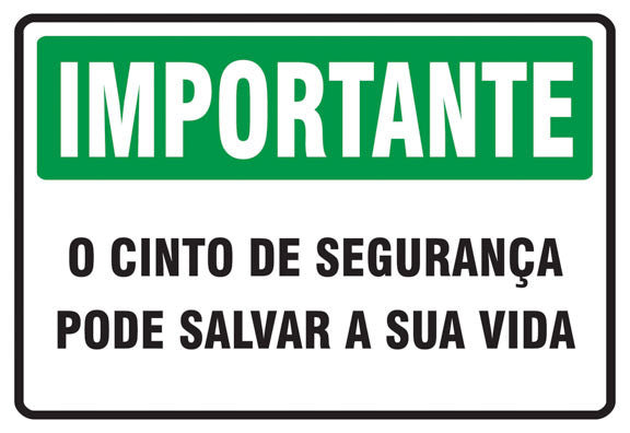 Importante - O Cinto de Segurança Pode Salvar a Sua Vida
