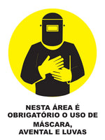 Nesta Área É Obrigatório o Uso de Máscara, Avental e Luvas