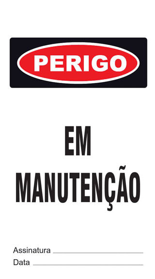 Cartão de Uso Imediato - Perigo - Em Manutenção