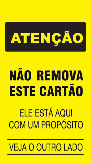 Cartão de Uso Imediato - Atenção - Não Remova Este Cartão (Verso)