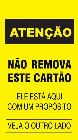 Cartão de Uso Imediato - Atenção - Não Remova Este Cartão