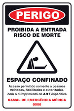 Perigo - Proibida a Entrada. Risco de Morte. Espaço Confinado