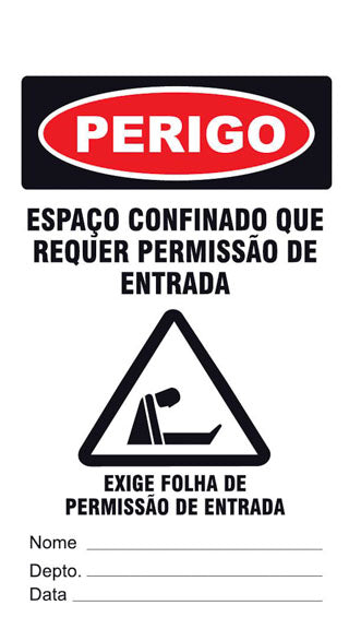 Cartão de Uso Imediato - Perigo - Proibida a Entrada. Risco de Morte. Espaço Confinado (Frente)
