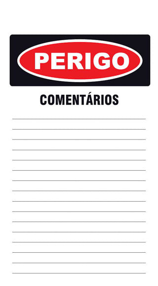 Cartão de Uso Imediato - Perigo - Proibida a Entrada. Risco de Morte. Espaço Confinado (Verso)