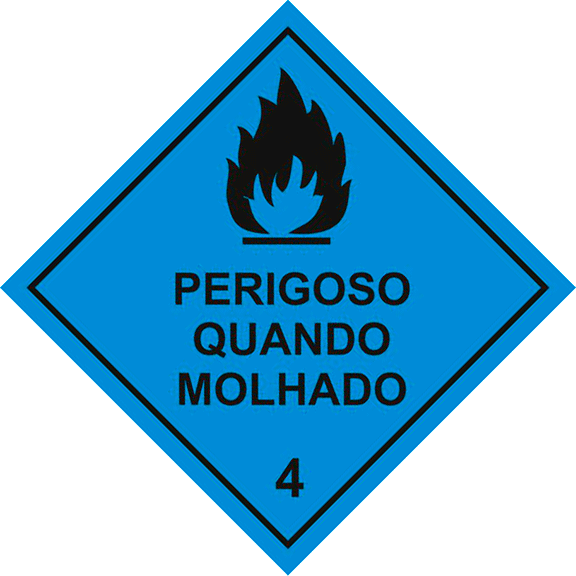 Transporte de Produtos Perigosos - Rótulo de Risco - Perigoso Quando Molhado 4