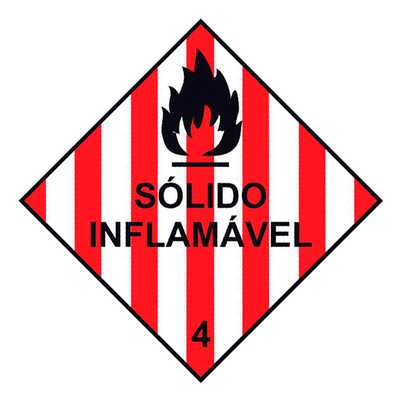 Transporte de Produtos Perigosos - Rótulo de Risco - Sólido Inflamável 4