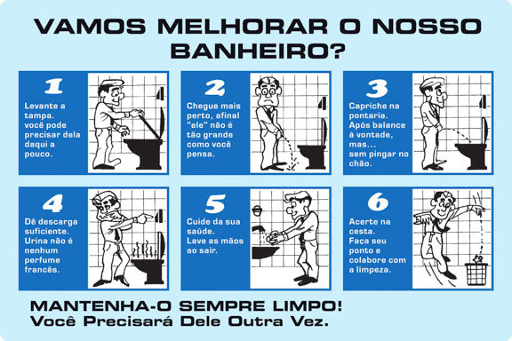 Placa / Etiqueta - Banheiro ou Sanitário - Instrução de Uso