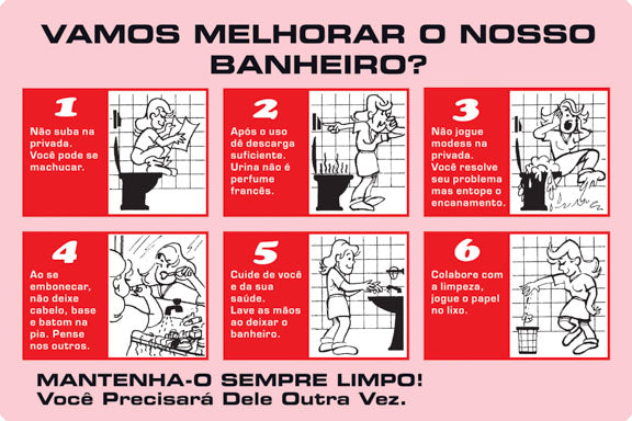 Placa / Etiqueta - Banheiro ou Sanitário - Instrução de Uso
