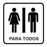 Placa / Etiqueta - Banheiro ou Sanitário para Todos