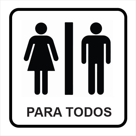 Placa / Etiqueta - Banheiro ou Sanitário para Todos