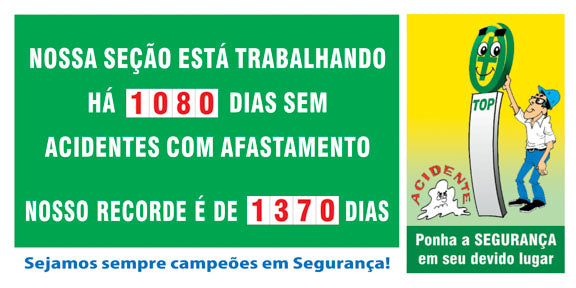 Painéis Acidentes / CIPA - Placar Geral Dias sem Acidentes