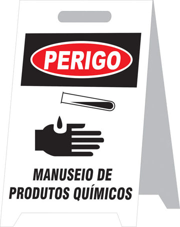 Placa Autoportante - Perigo - Manuseio de Produtos Químicos
