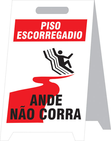 Placa Autoportante - Piso Escorregadio - Ande, Não Corra