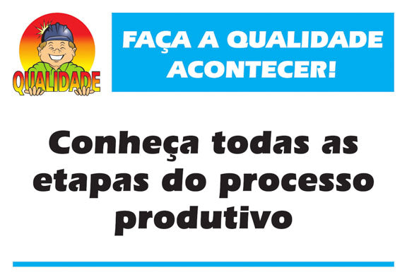Placa Motivacional - Qualidade - Conheça Todas as Etapas do Processo Produtivo