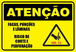 Atenção - Facas Punções e Lâminas Risco de Corte e Perfuração