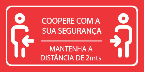 Adesivo para Piso - Mantenha Distância de 2 Metros Coopere com a sua Segurança