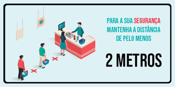 Adesivo para Piso - Mantenha Distância de 2 Metros Azul