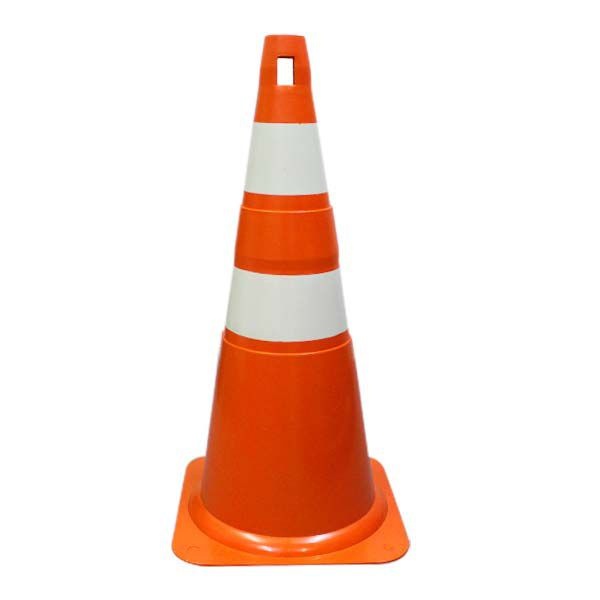 Cone Rígido PVC - Laranja/Branco 75 cm altura