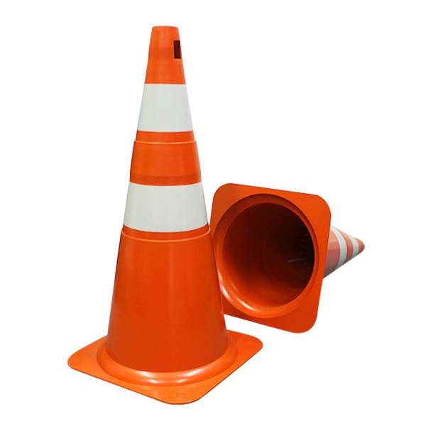 Cone Rígido PVC - Laranja/Branco 75 cm altura