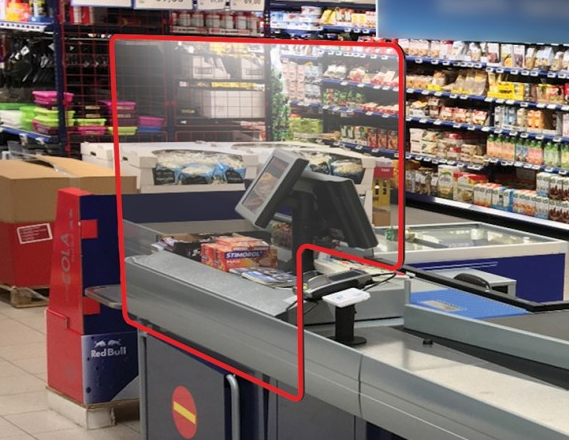 Barreira de Proteção para caixa de supermercado