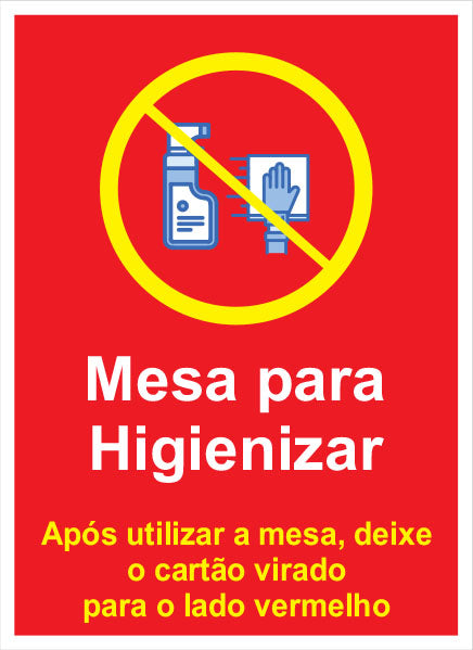 Cartão Mesa para Higienizar - (Verso)