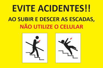 Nao use o celular nas escadas evite acidentes