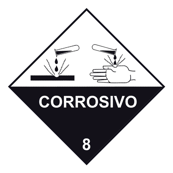 Transporte de Produtos Perigosos - Rótulo de Risco - Corrosivo 8