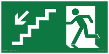 S9 - Escada de Emergência - Seta Abaixo Esquerda - Fotoluminescente
